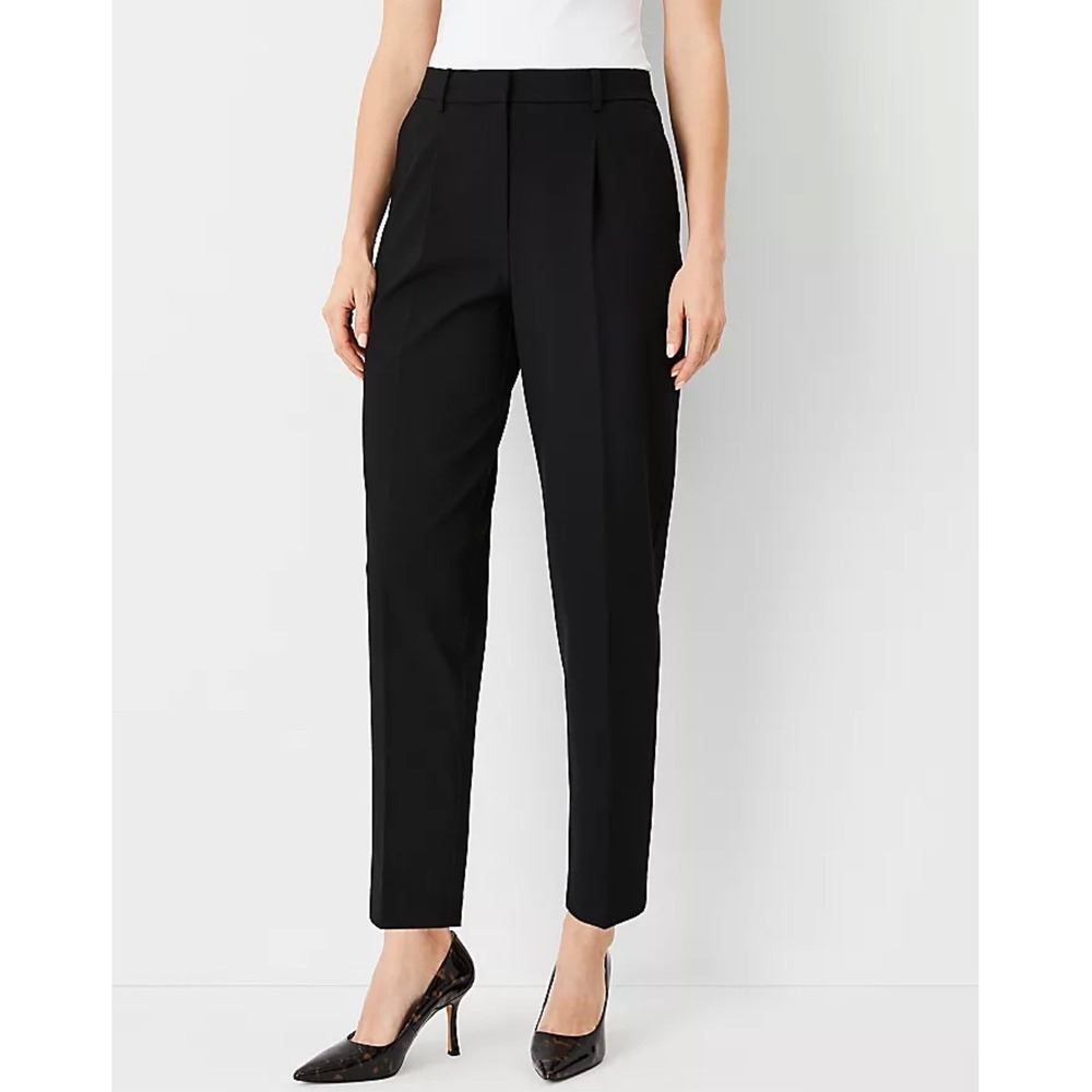 Ann Taylor Womens Black High Rise Tapered Ankle Dress Pants Size 18 Professional - Picture 1 of 3